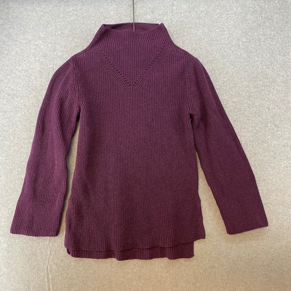 Pact Size M Women's Organic Cotton Sweater Purple Funnel Neck Wide Sleeve - Picture 1 of 9